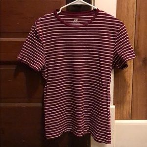 H&M - Maroon & White short sleeve striped tee (S)